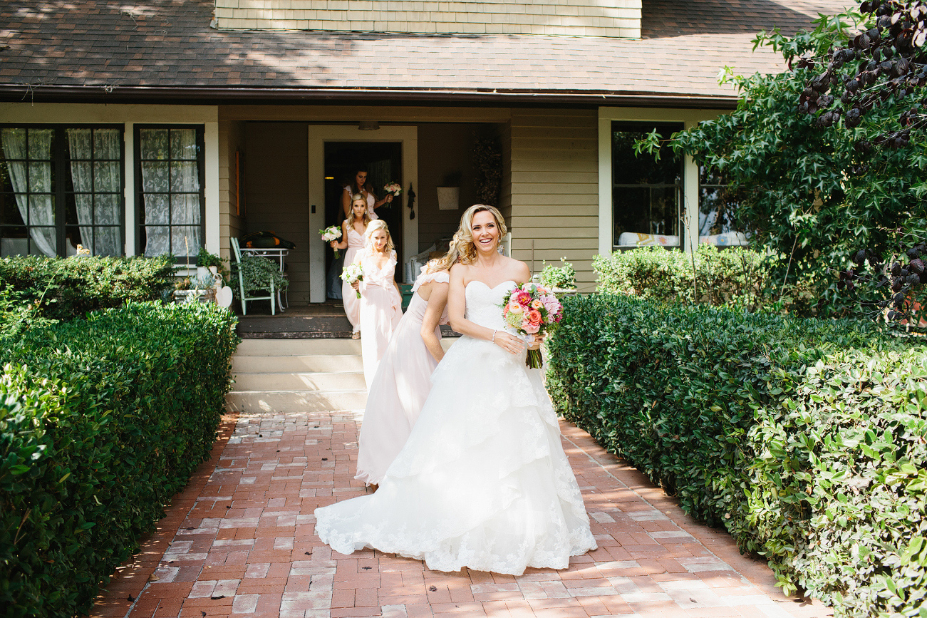 Brooke and her bridesmaids ready to walk down the aisle. 