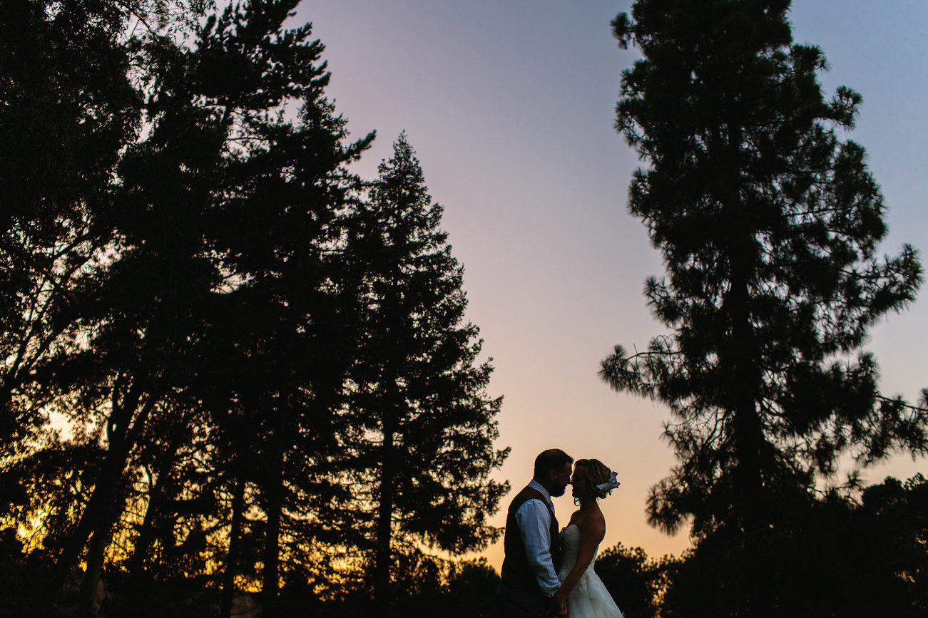 A beautiful sunset photo of the bride and groom. 