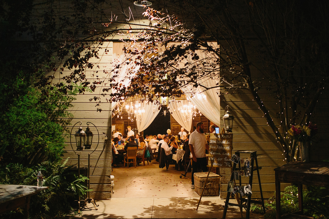 The reception was inside the barn. 