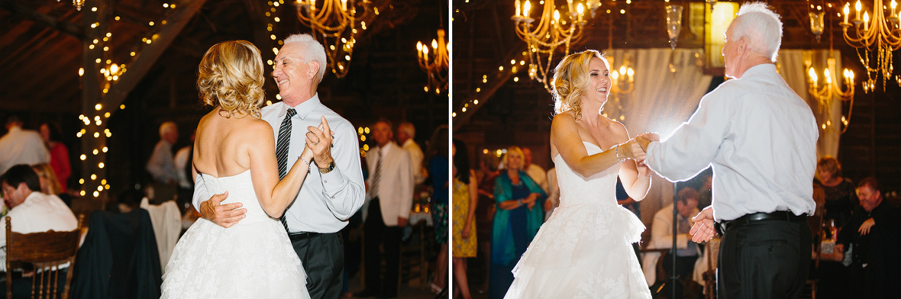 The bride dancing with her dad. 