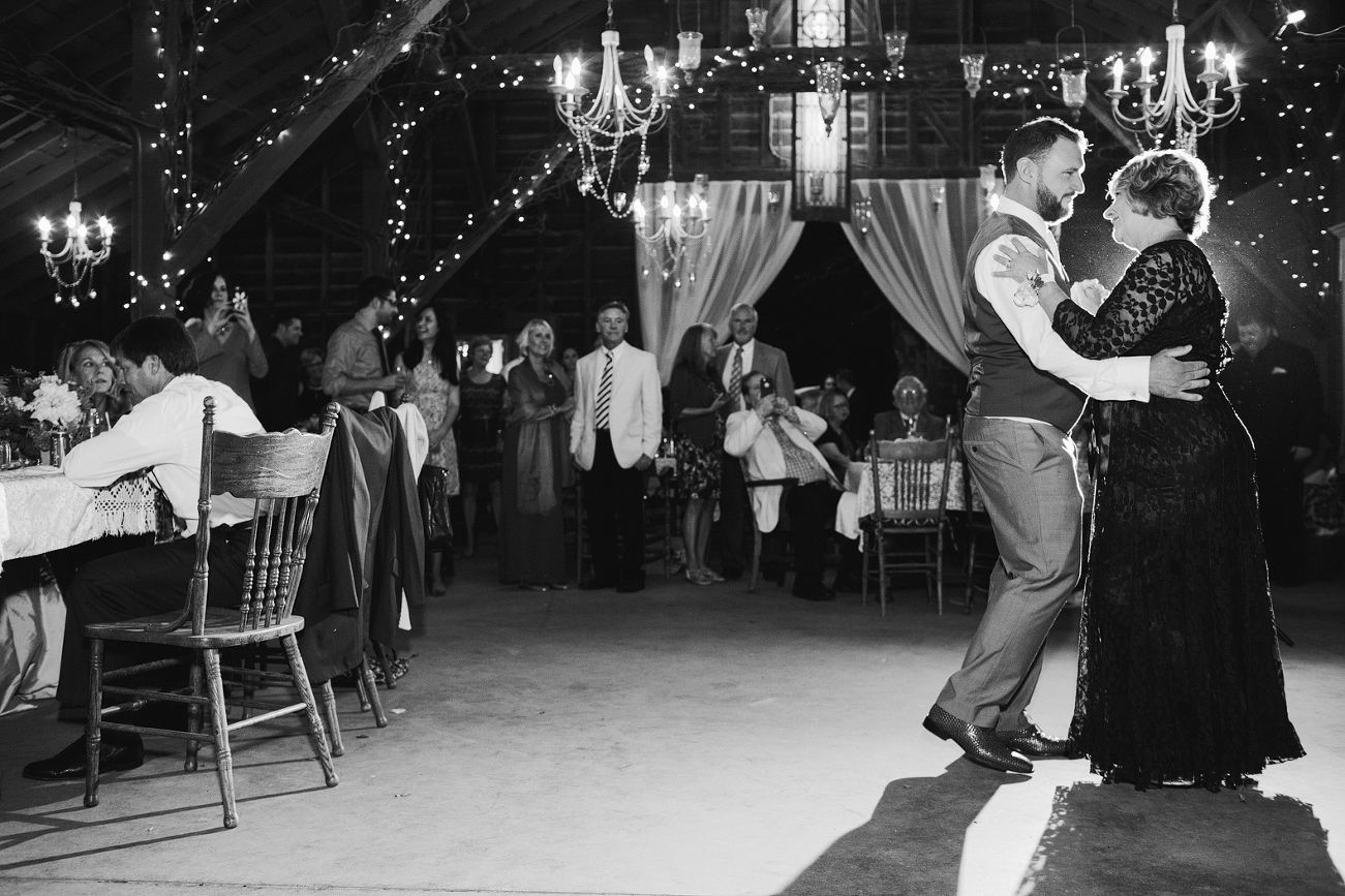 A beautiful photo of the mother son dance. 