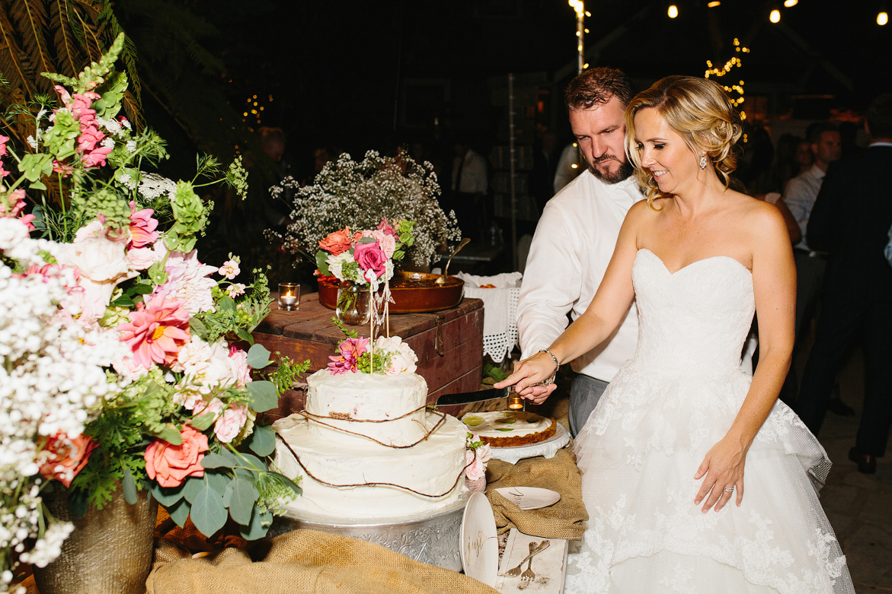 Brooke and Blake cutting their cake. 