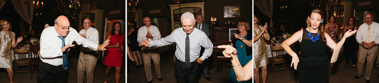 Guests dancing at the wedding reception. 