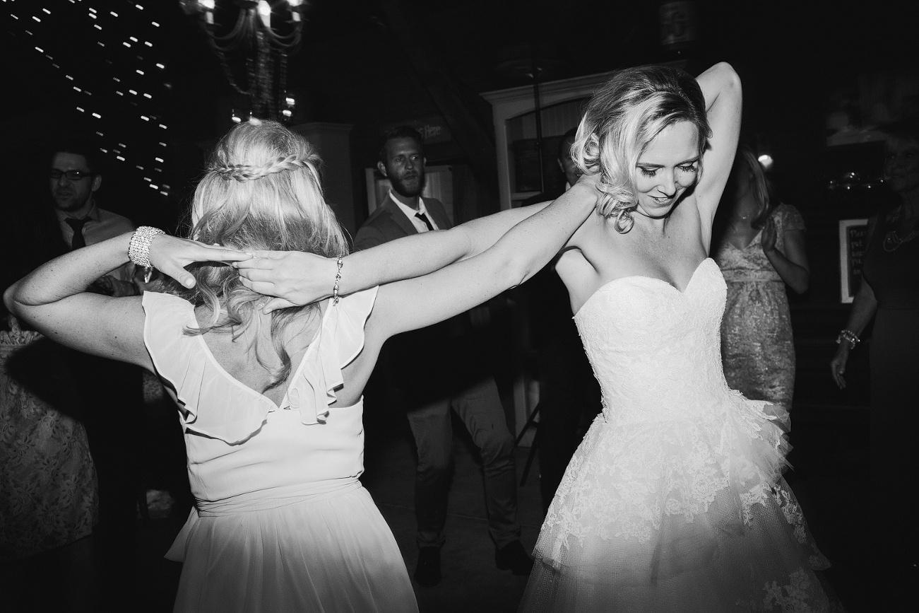 Brooke and one of her bridesmaids dancing. 