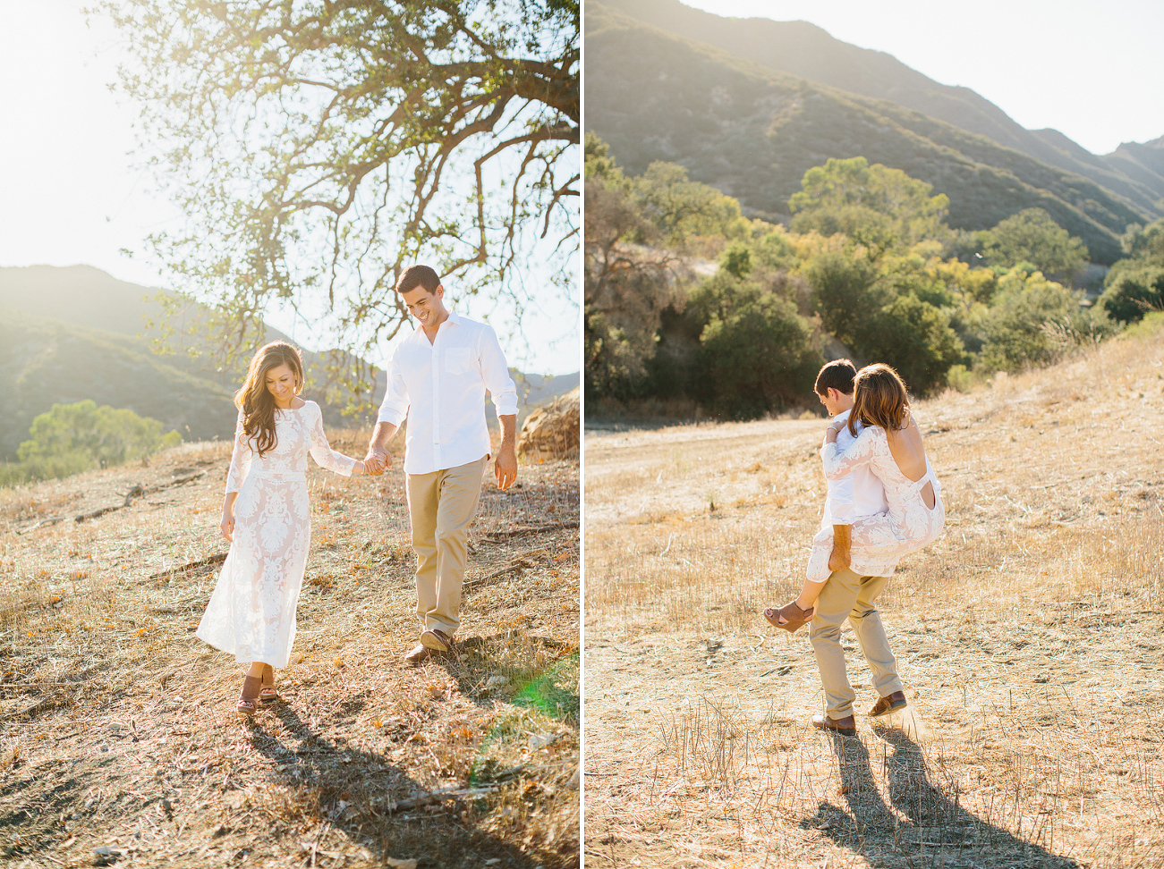 Sara and Sam walking down the hillside.