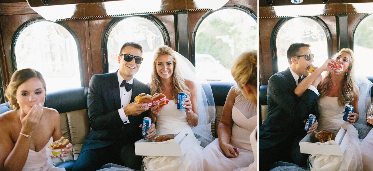 The couple had in n out on the trolley. 