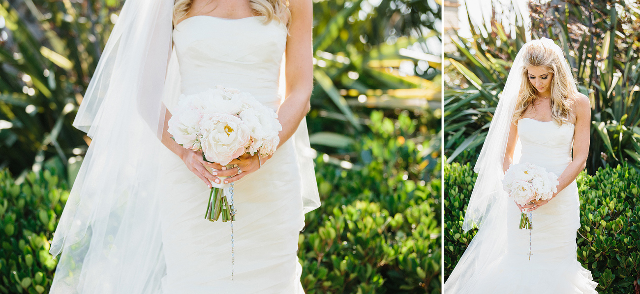 The bride holding her bouquet. 