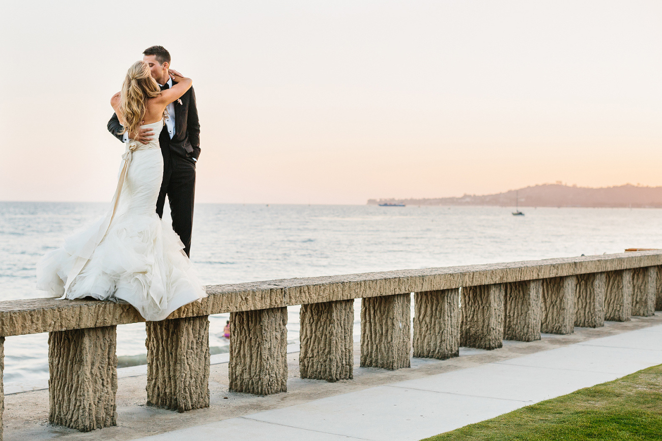 A beautiful sunset photo of the bride and groom. 