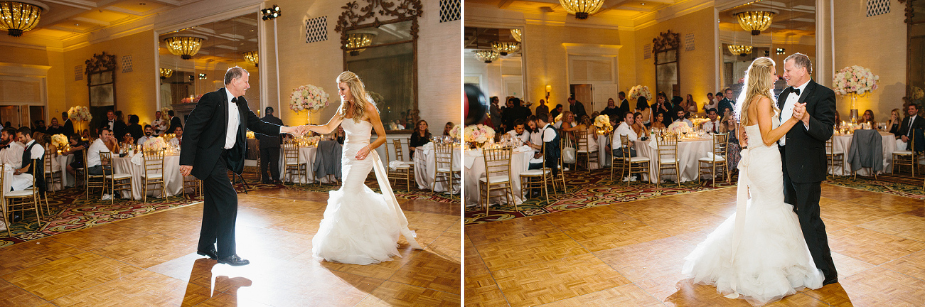 The bride dancing with her dad. 