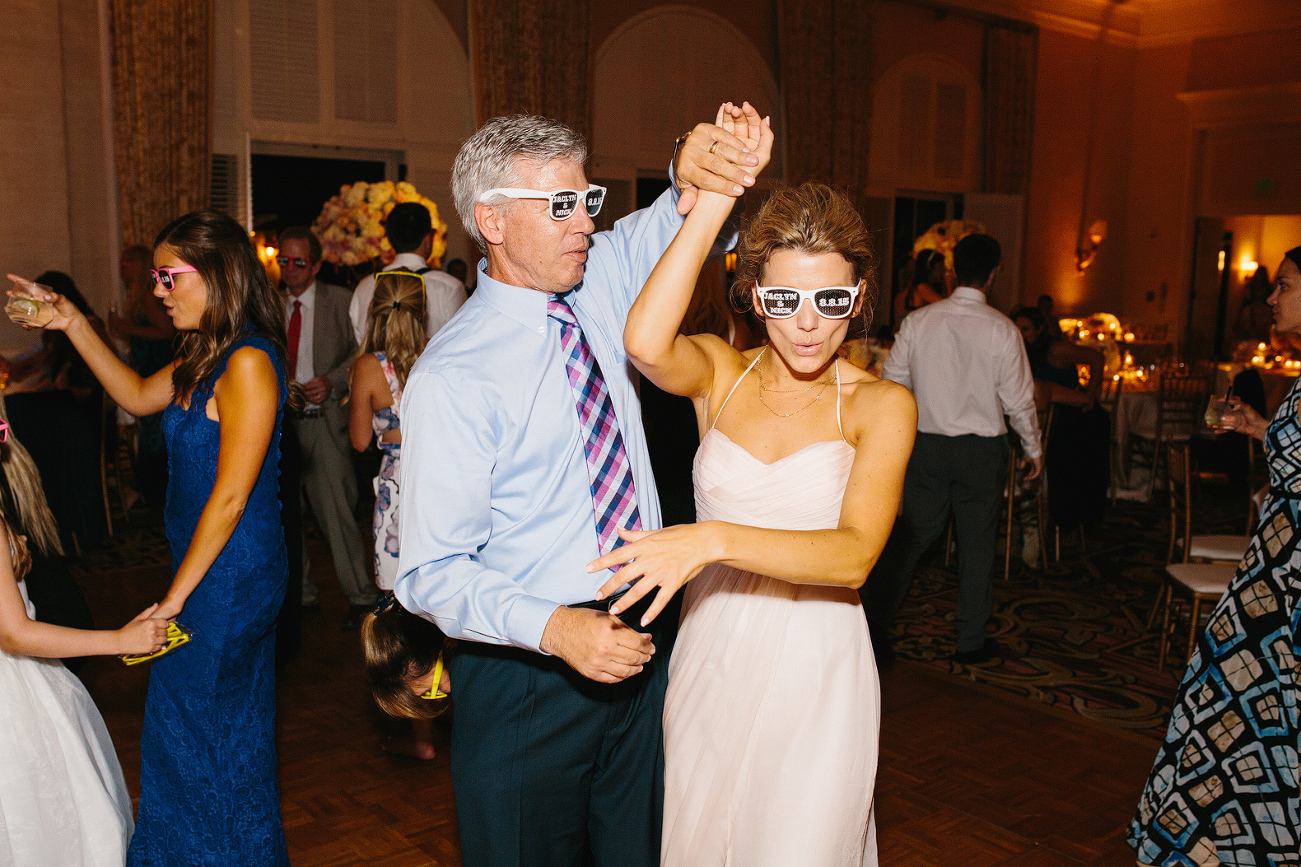 The couple gave out sunglasses to their guests. 