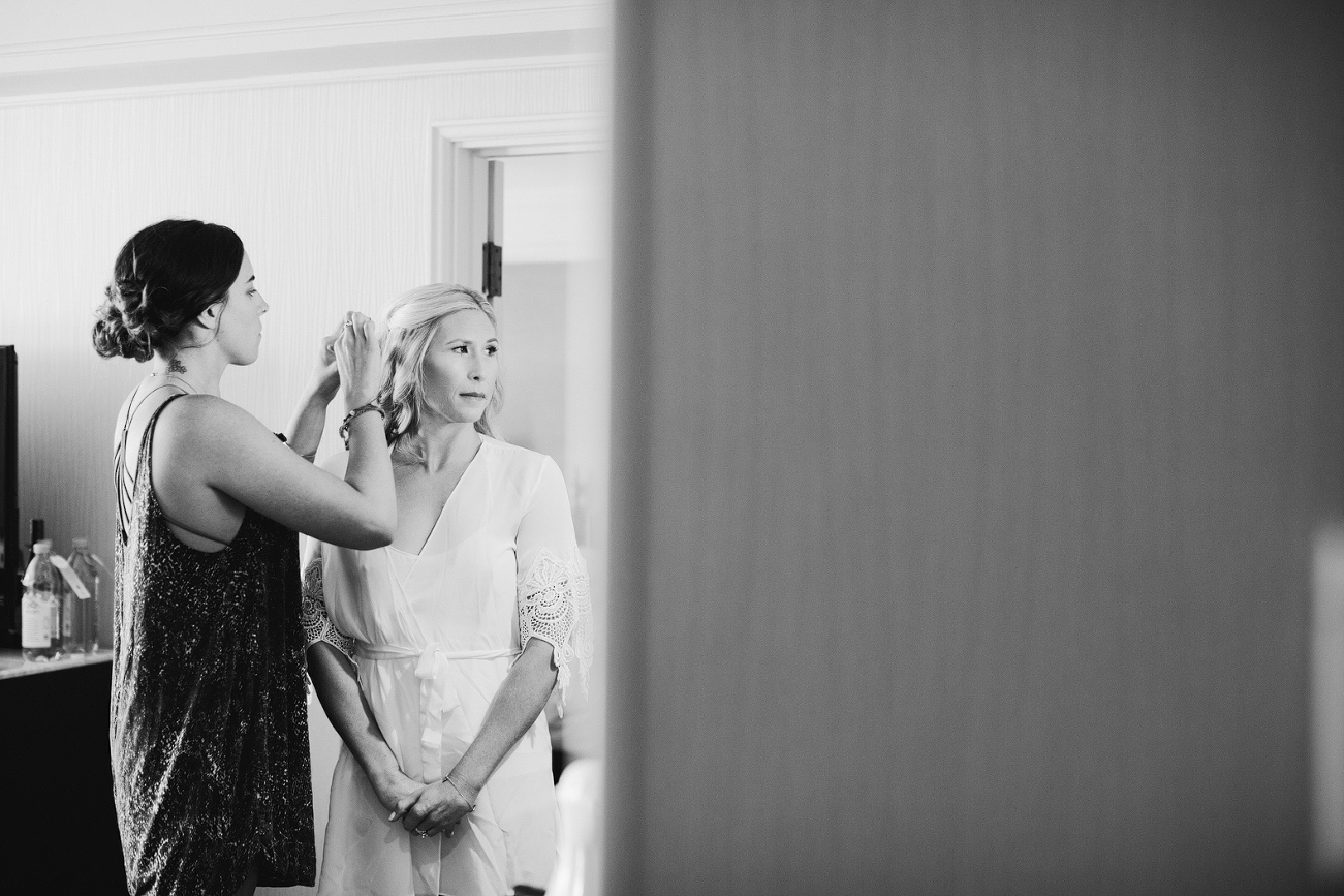 The final touches on the bride