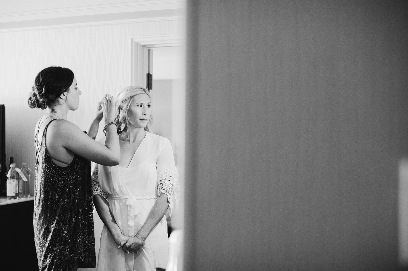 The final touches on the bride