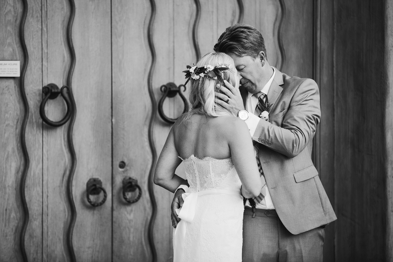 A sweet black and white photo of the couple. 