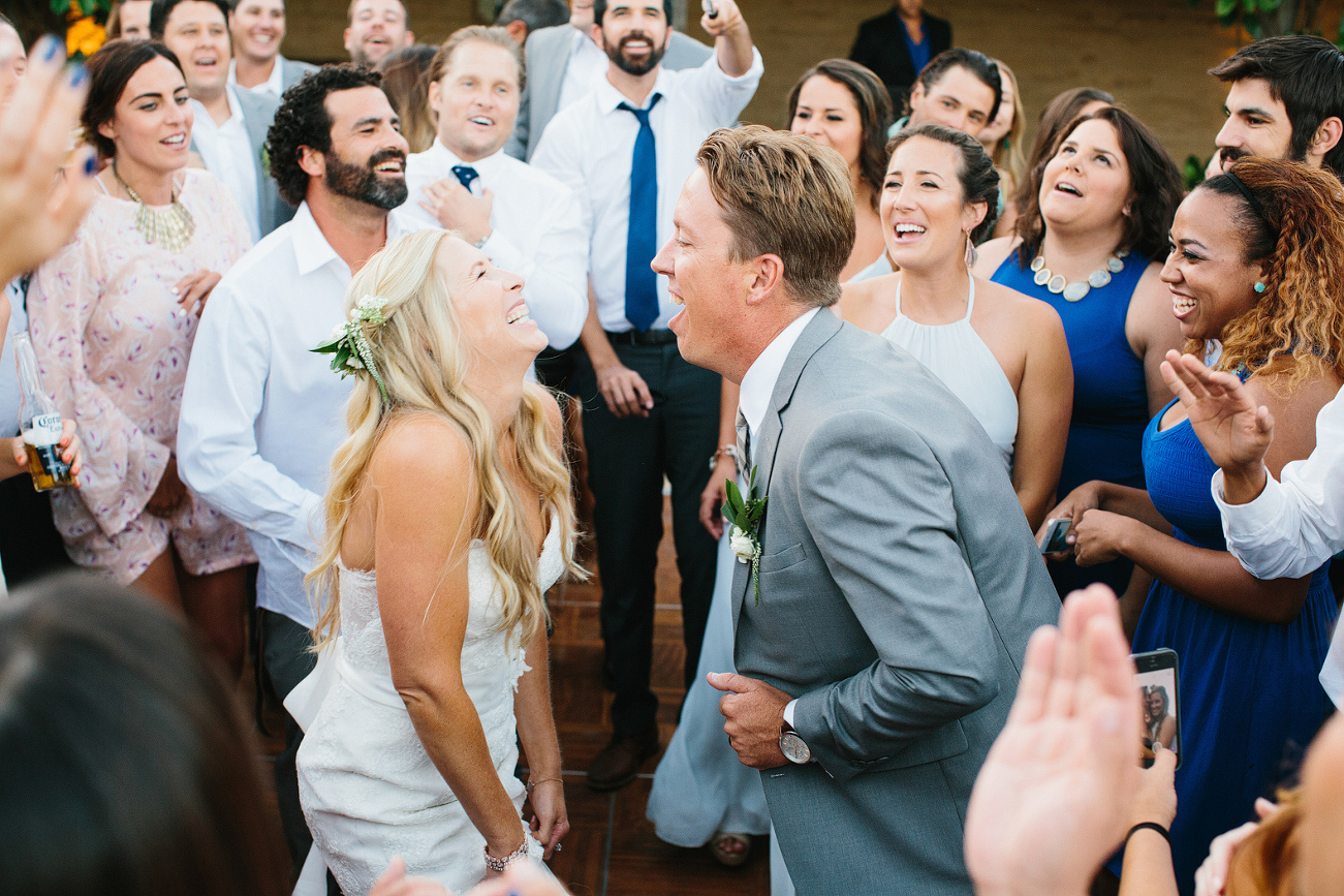 The couple dancing during the reception. 