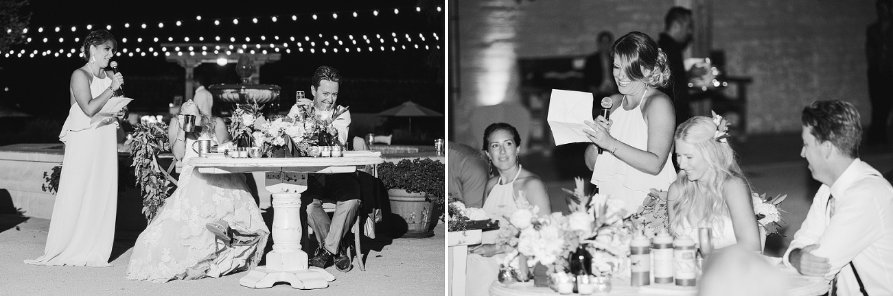 The bride laughing during the maid of honor