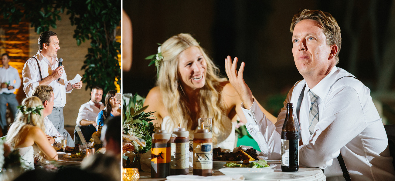 The best man toasting the couple. 