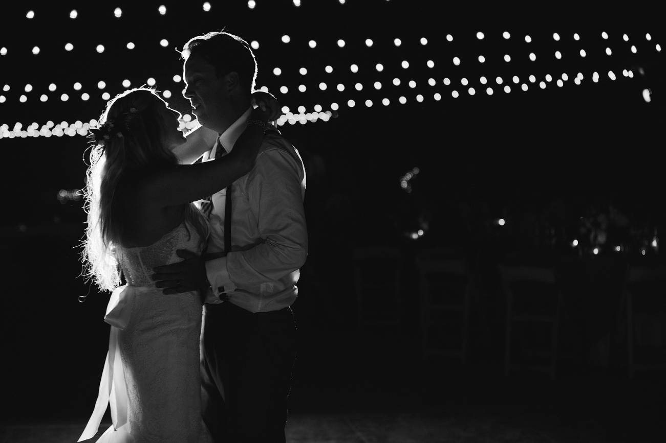 A gorgeous black and white photo of the first dance. 