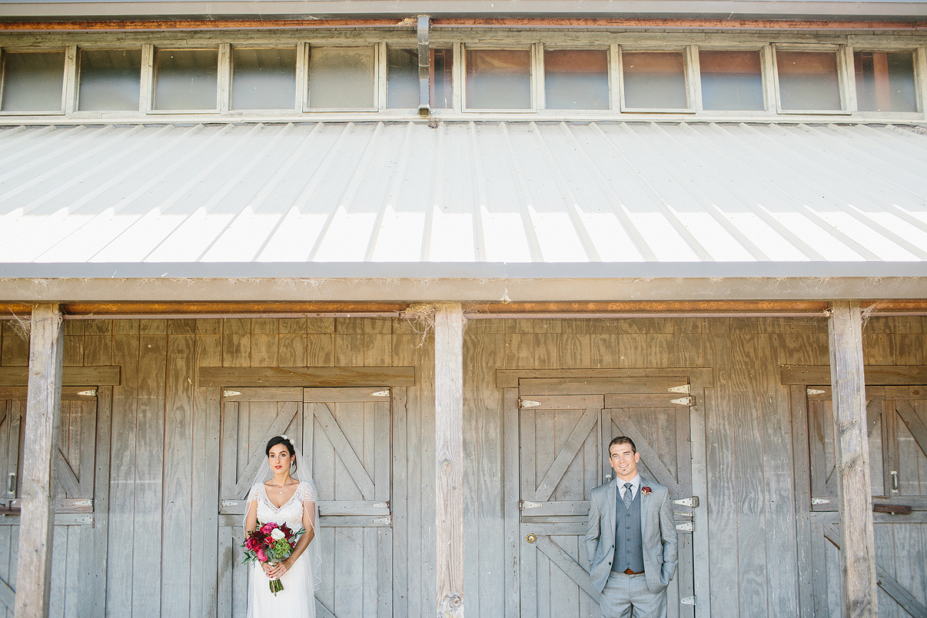 The bride and groom outside the Maravilla Gardens