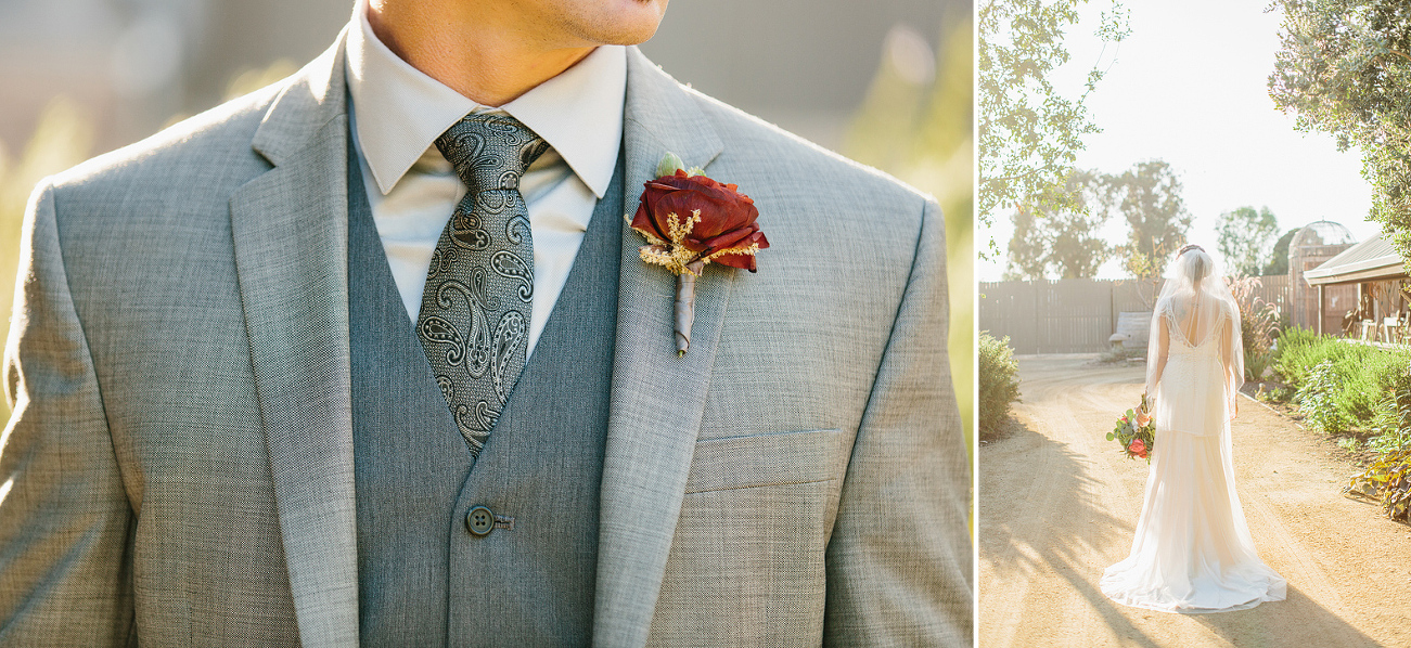 Bride and groom details. 