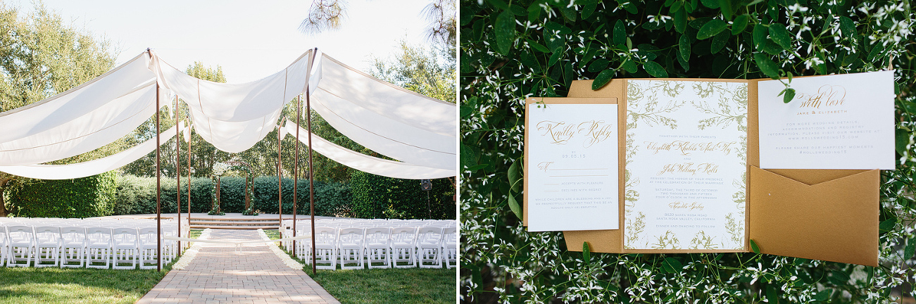 The invitation suite and ceremony area. 