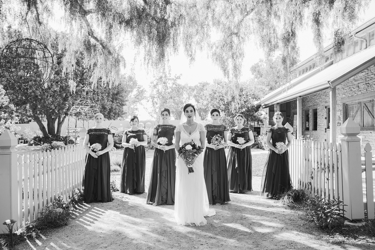 The bride with her bridesmaids. 