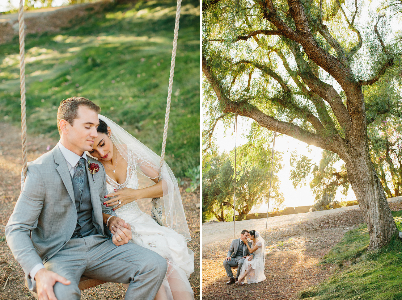 Sweet photos of the couple on a swing. 