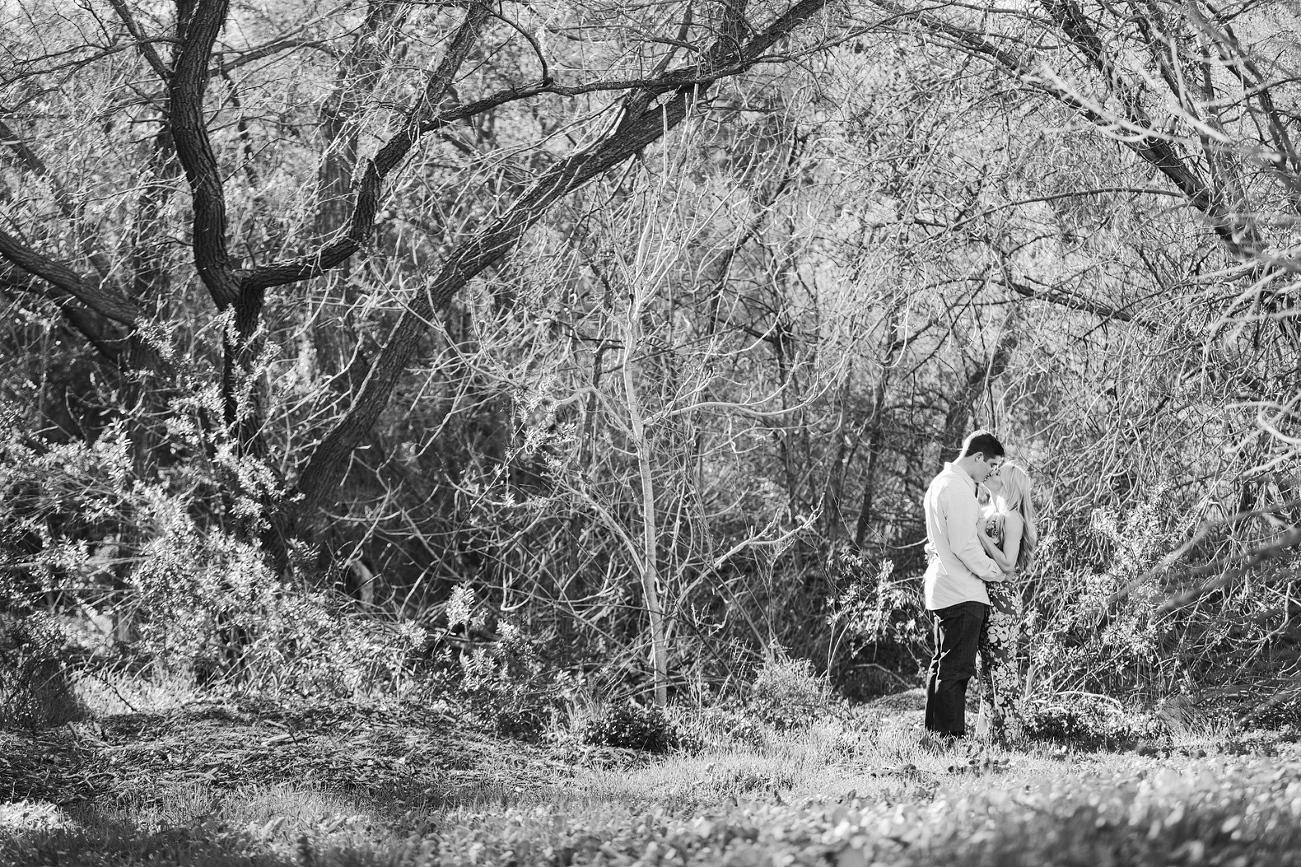 A cool black and white photo of Britt and Steve at Old Agoura Park. 