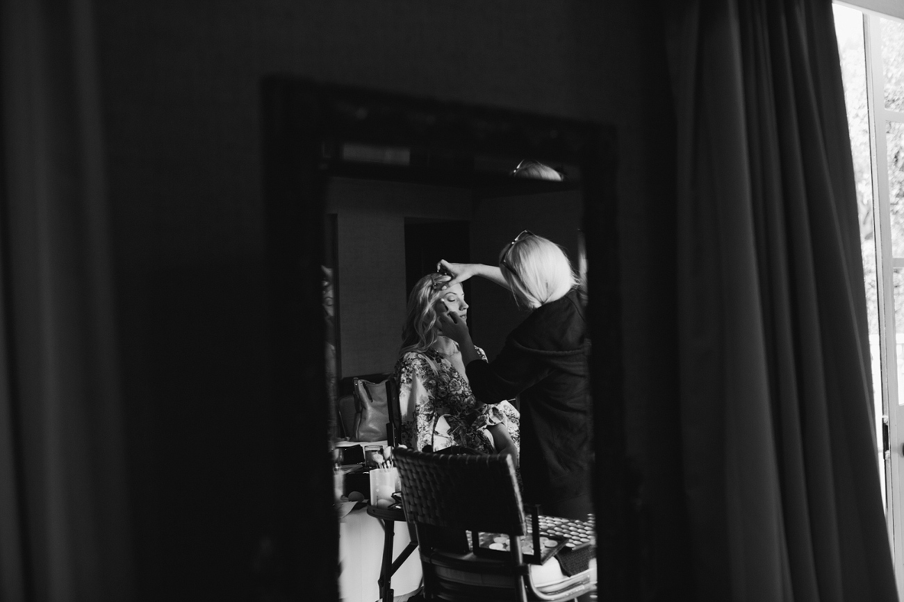 A beautiful black and white photo of Britt in the mirror. 