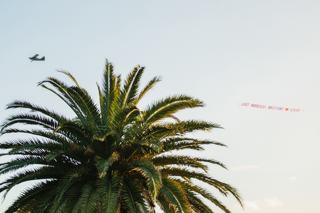 A plane flew over with a just married sign. 