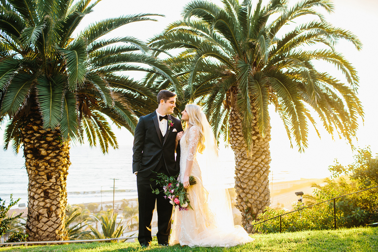 A beautiful sunset photo of the bride and groom. 