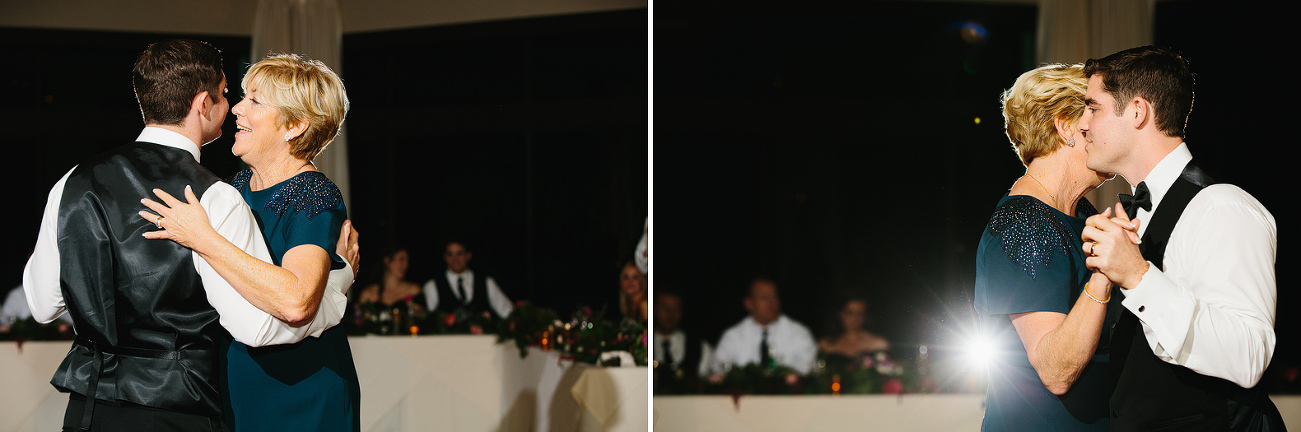 The groom dancing with his mother. 