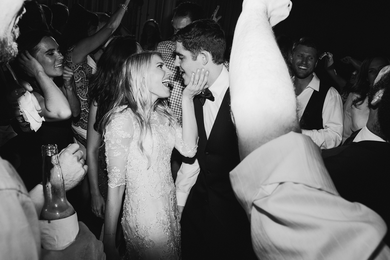 The bride and groom singing to each other. 