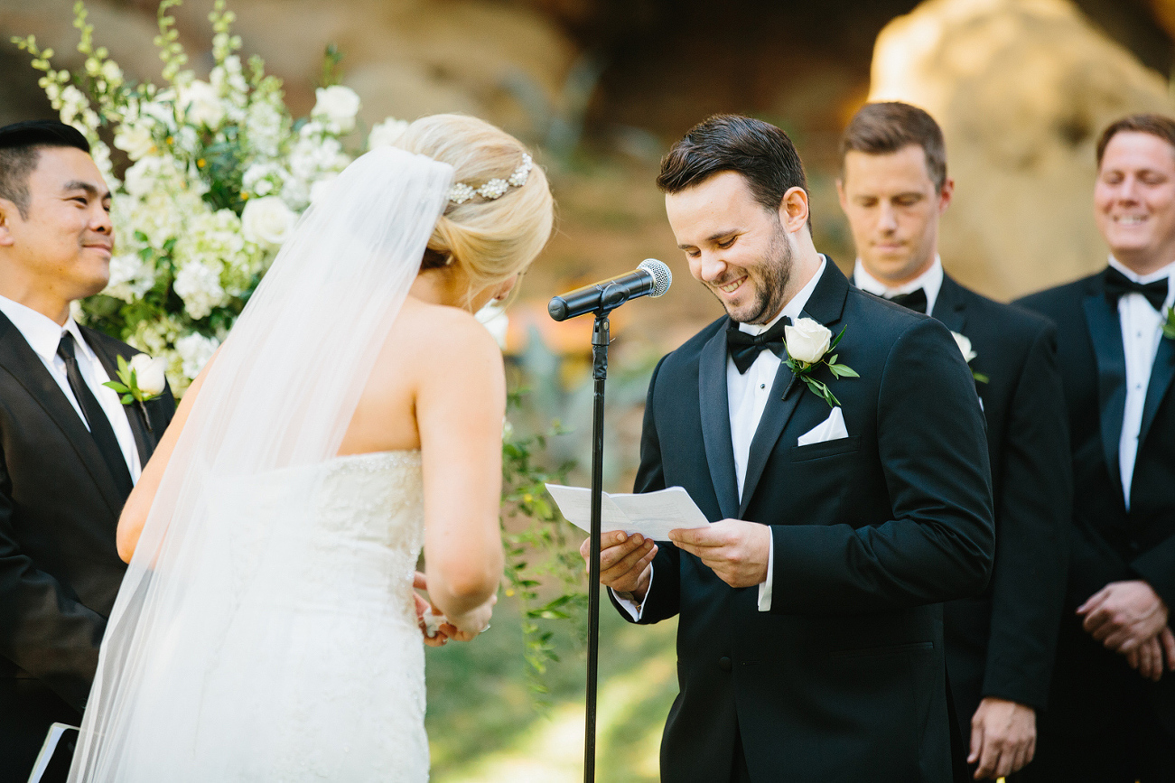 Cameron reading his wedding vows. 