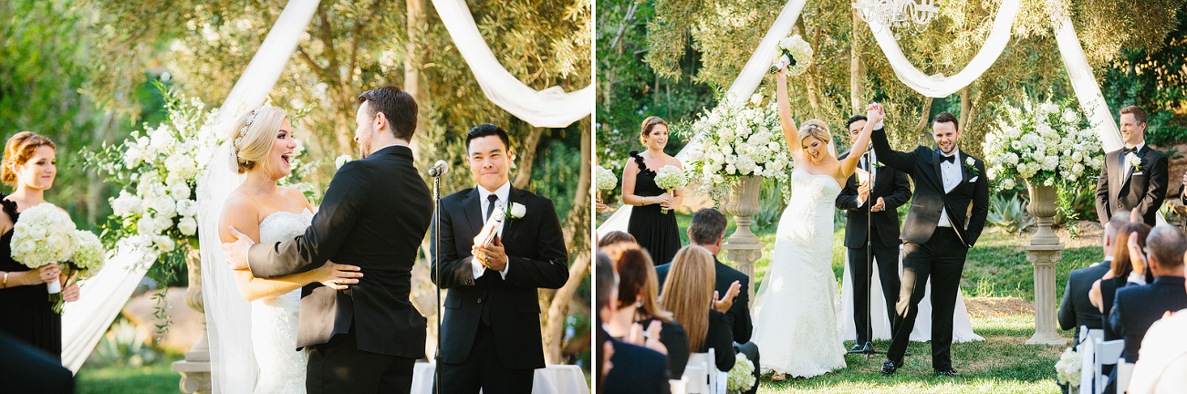 The couple excited after they are pronounced husband and wife. 