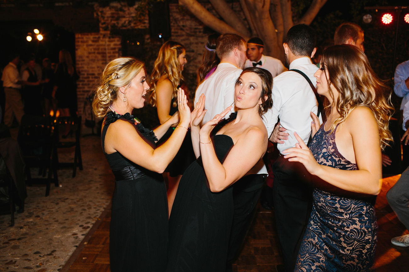 More photos of bridesmaids dancing together. 