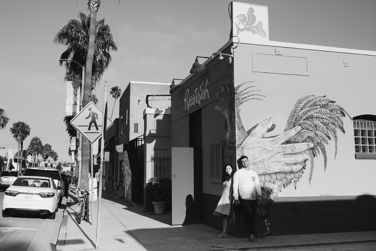 The couple in front of a Venice restaurant. 