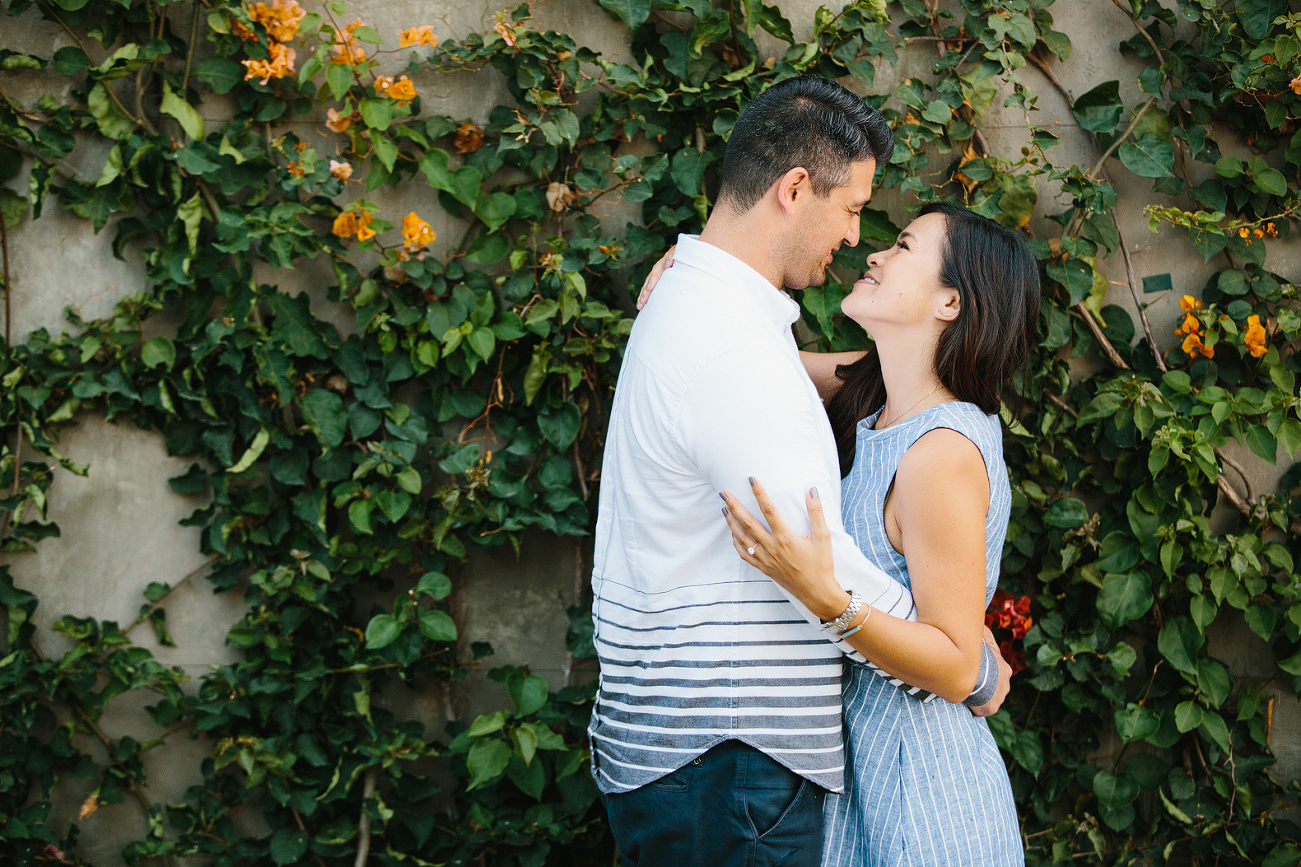 A sweet photo of the couple looking at each other. 