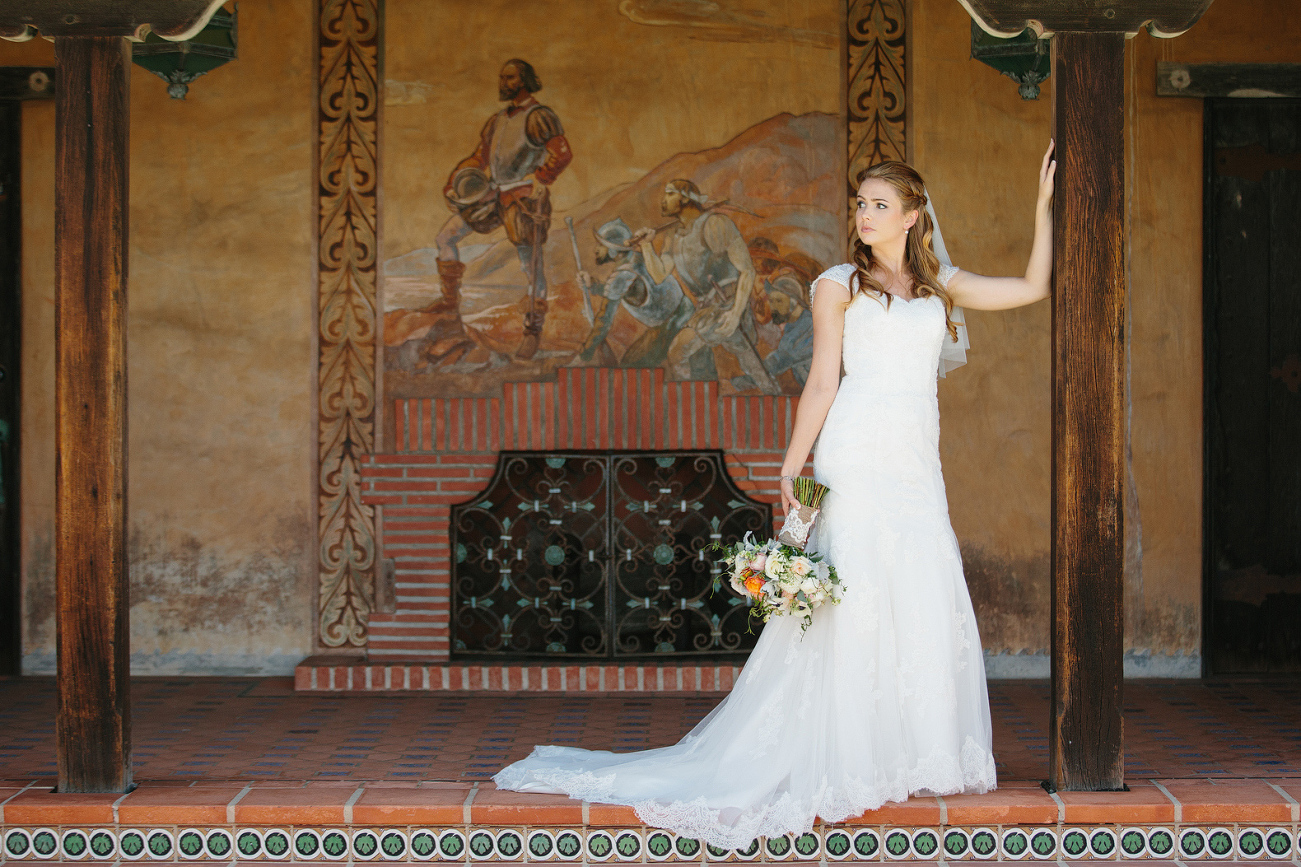 A portrait of the bride at Adamson House. 