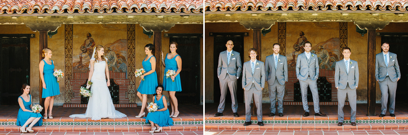 Photos of the bridal party on the steps. 