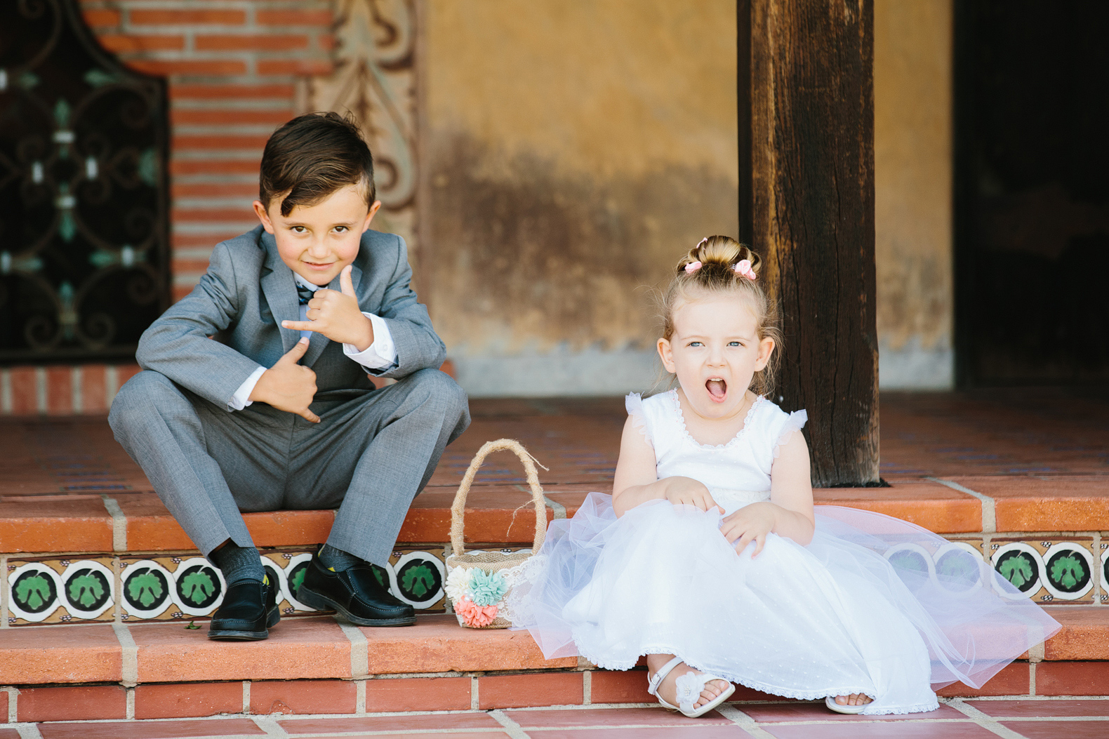 The kids on the wedding day. 