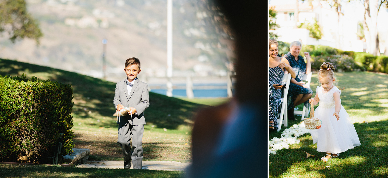 The ringbearer and flowergirl entering the ceremony. 