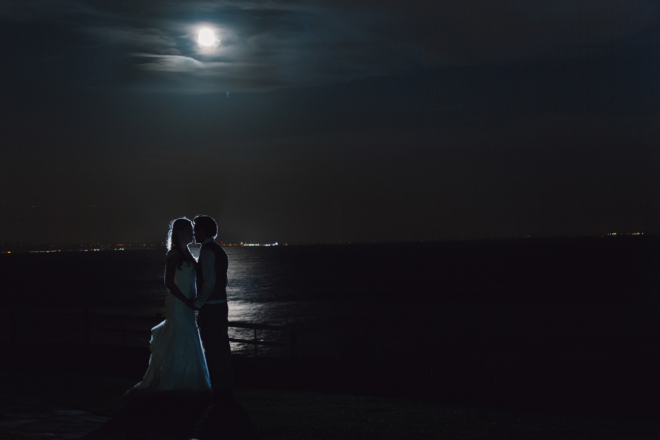 A night photo of Linda and Dan. 