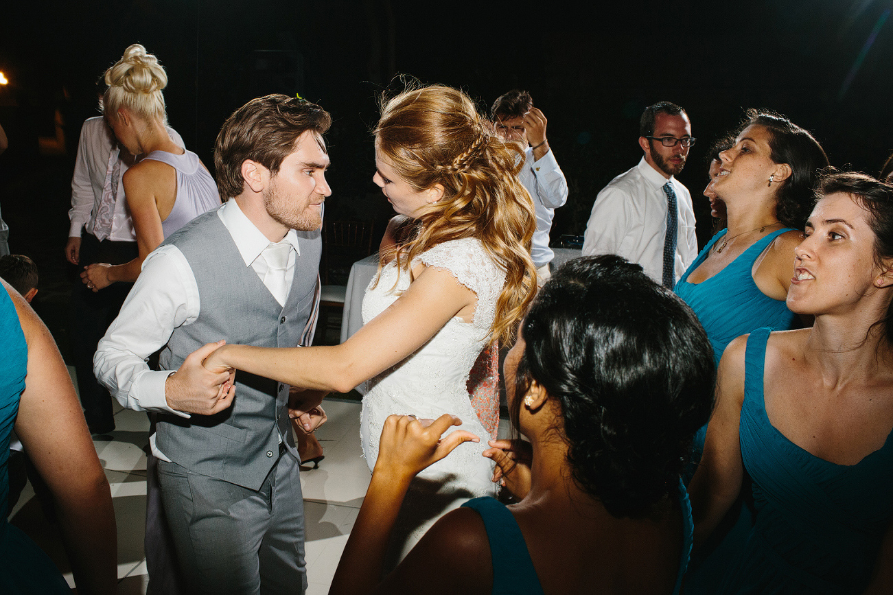 The bride and groom dancing during the reception. 