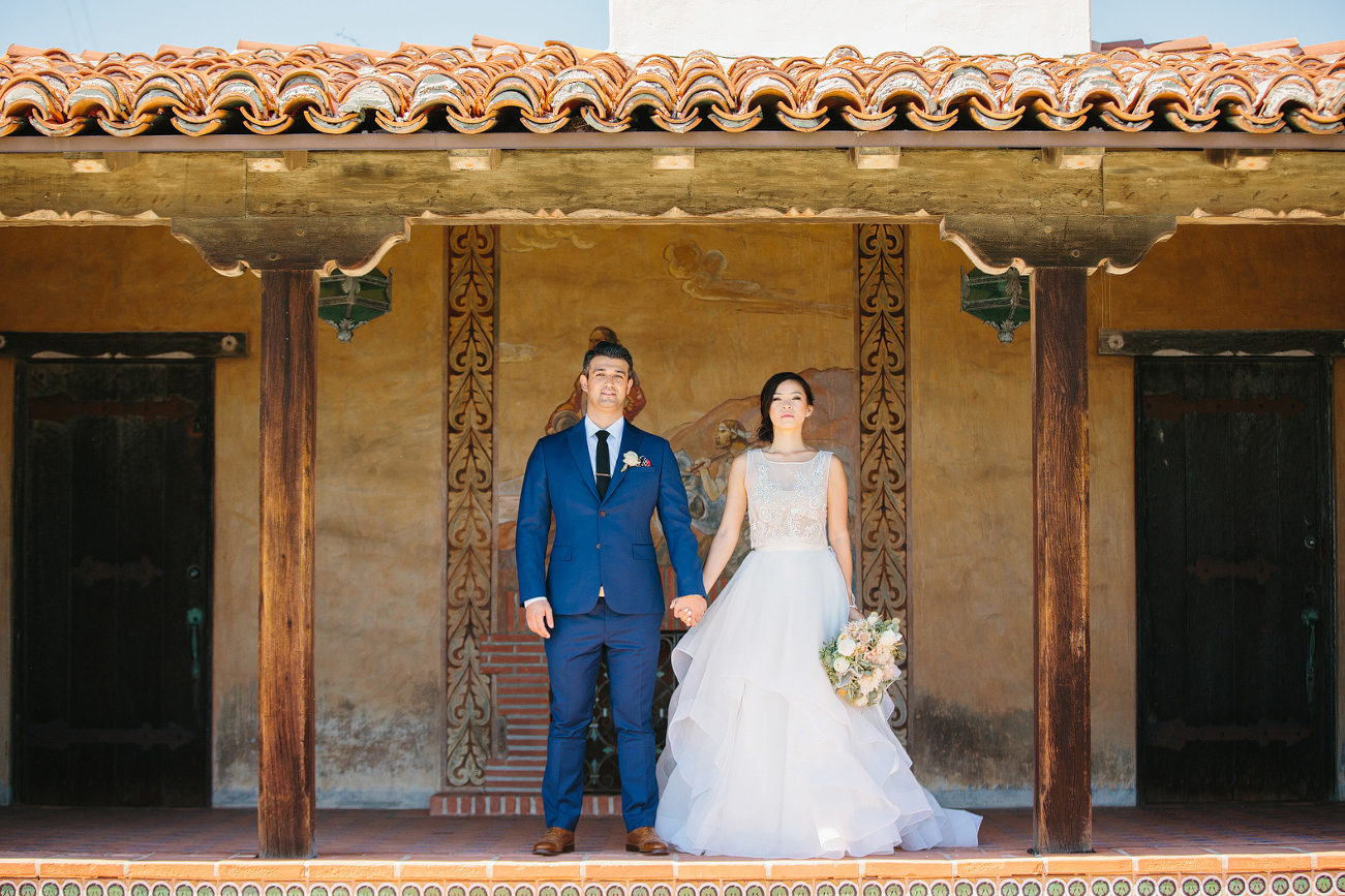 Bride and groom portraits on the porch. 