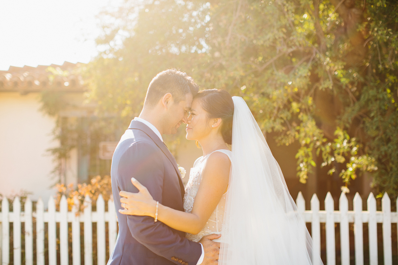 A sun filled photo of the couple. 