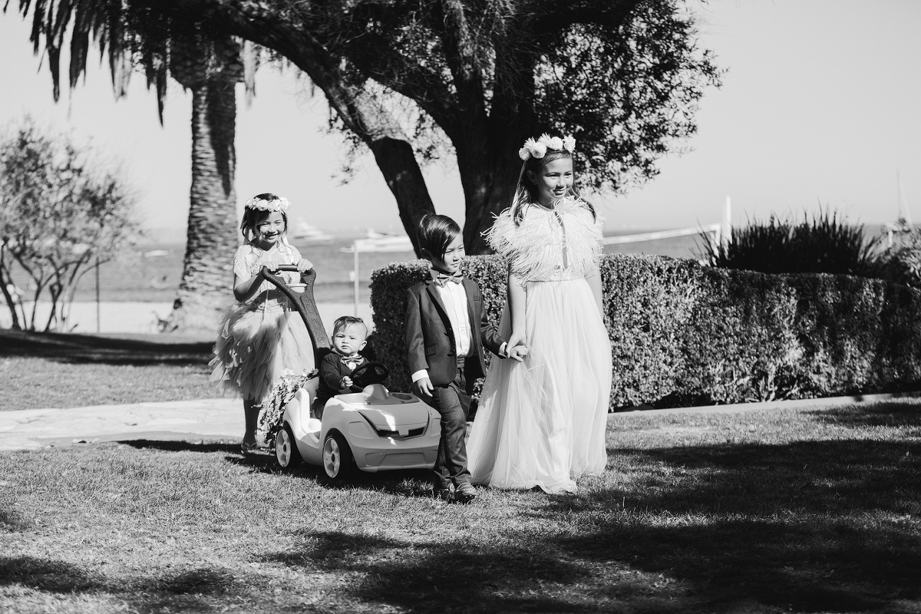 The flower girls and ring bearers coming into the ceremony. 