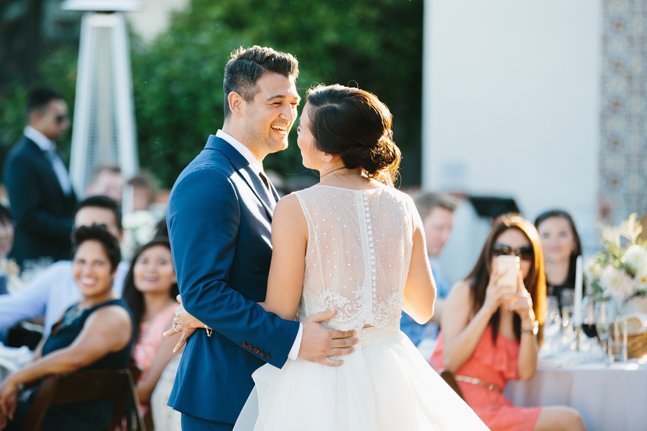 The couple dancing together. 