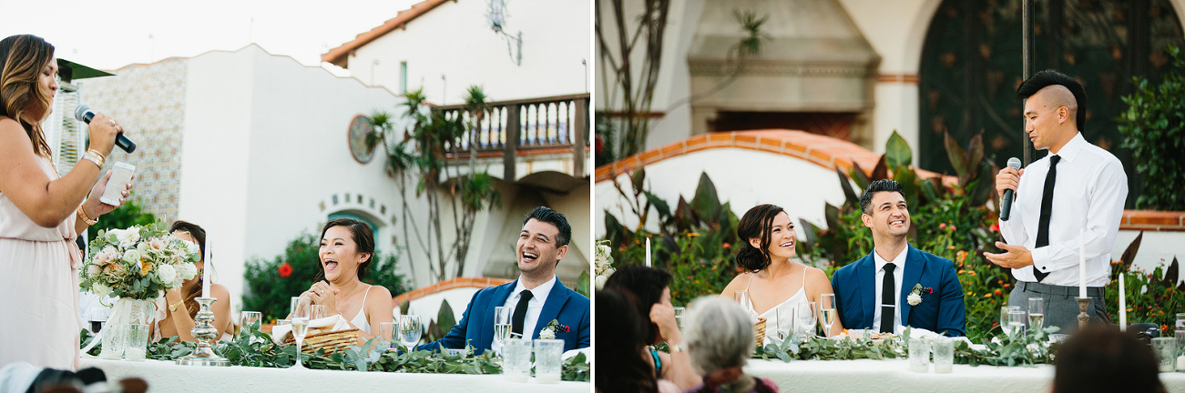 The bridal party toasts. 