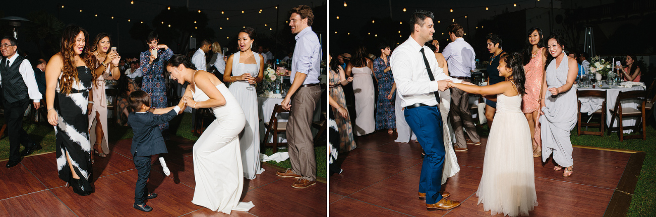 The bride dancing with the ring bearer. 