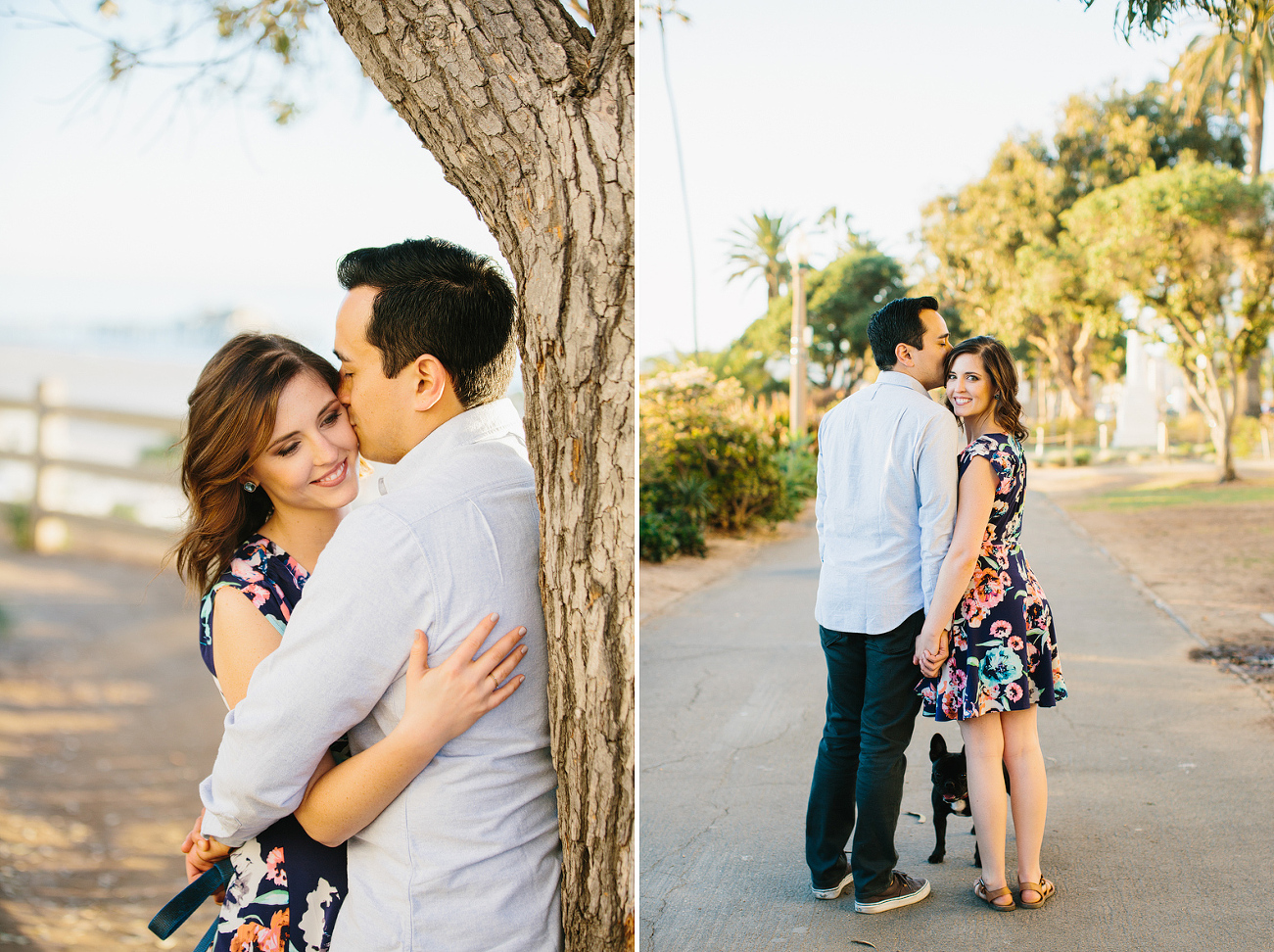 The couple walking in the park. 